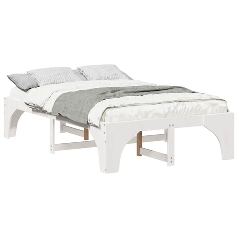 vidaXL Floor Bed Frame White 140 x 190 cm Solid pine wood