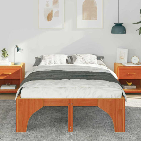 vidaXL Floor Bed Frame with Storage Brown 140 x 190 cm Solid pine wood