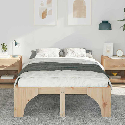 vidaXL Floor Bed Frame with Storage Brown 135 x 190 cm Pine wood