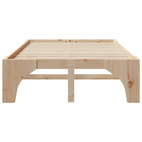 vidaXL Floor Bed Frame with Storage Brown 135 x 190 cm Pine wood