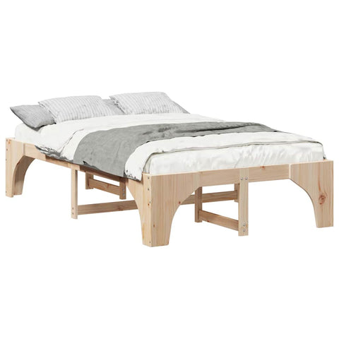 vidaXL Floor Bed Frame with Storage Brown 135 x 190 cm Pine wood