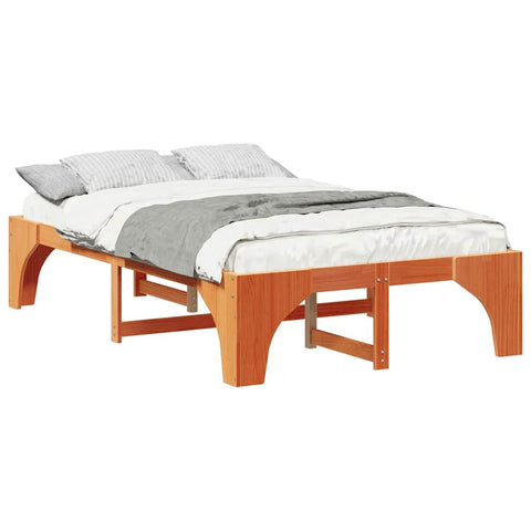 vidaXL Floor Bed Frame with Storage Brown 120 x 190 cm Solid pine wood