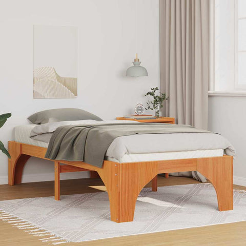 vidaXL Floor Bed Frame with Storage Brown 100 x 200 cm Solid pine wood