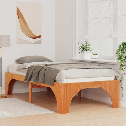 vidaXL Floor Bed Frame with Storage Brown 100 x 200 cm Solid pine wood