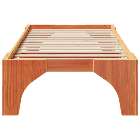 vidaXL Floor Bed Frame with Storage Brown 100 x 200 cm Solid pine wood