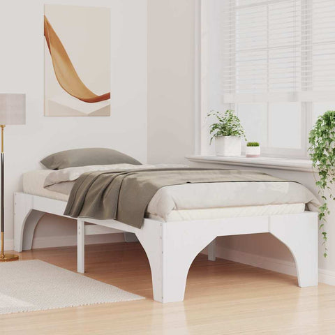 vidaXL Floor Bed Frame with Storage White 80 x 200 cm Solid pine wood