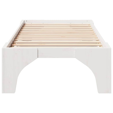 vidaXL Floor Bed Frame with Storage White 80 x 200 cm Solid pine wood