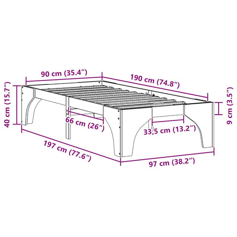 vidaXL Floor Bed Frame with Storage Brown 90 x 190 cm Solid pine wood