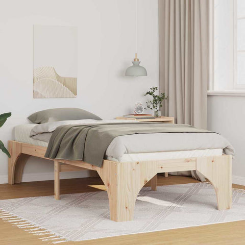 vidaXL Floor Bed Frame with Storage Brown 75 x 190 cm Solid pine wood