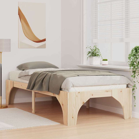 vidaXL Floor Bed Frame with Storage Brown 75 x 190 cm Solid pine wood