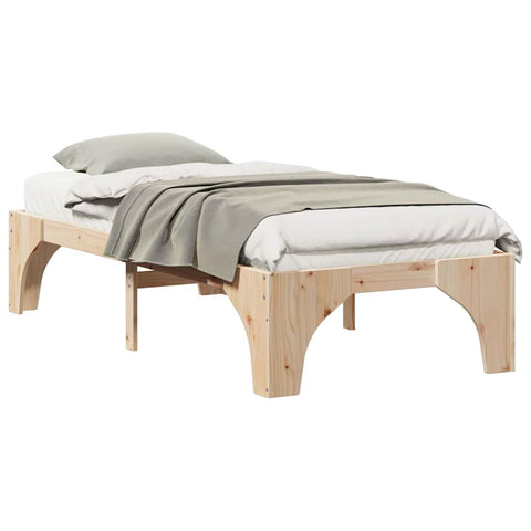 vidaXL Floor Bed Frame with Storage Brown 75 x 190 cm Solid pine wood