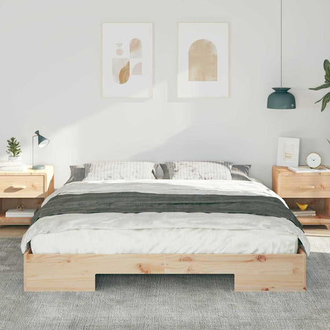 vidaXL Floor Bed Frame with Storage Brown 200 x 200 cm Solid pine wood