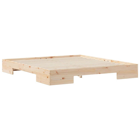 vidaXL Floor Bed Frame with Storage Brown 200 x 200 cm Solid pine wood