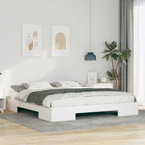 vidaXL Floor Bed Frame White 180 x 200 cm Solid pine wood
