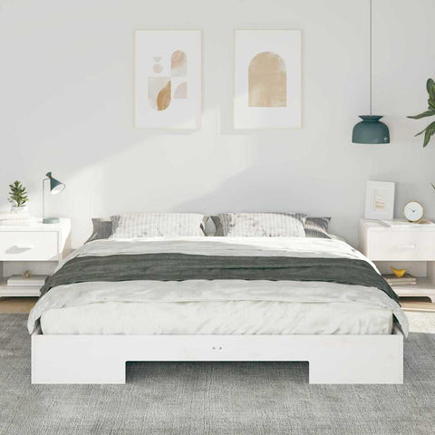 vidaXL Floor Bed Frame White 180 x 200 cm Solid pine wood
