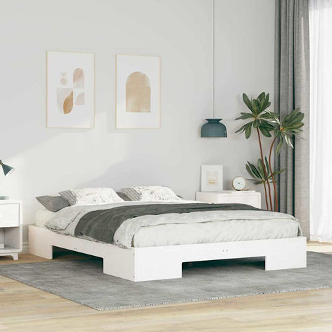 vidaXL Floor Bed Frame with Storage White 160 x 200 cm Solid pine wood