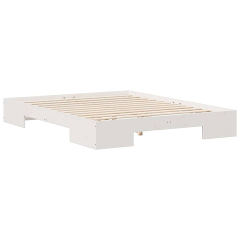 vidaXL Floor Bed Frame with Storage White 160 x 200 cm Solid pine wood