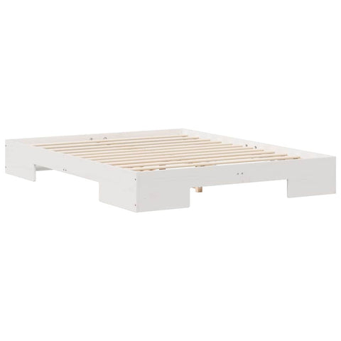 vidaXL Floor Bed Frame with Storage White 160 x 200 cm Solid pine wood