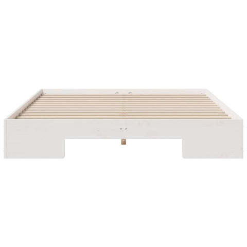 vidaXL Floor Bed Frame with Storage White 160 x 200 cm Solid pine wood