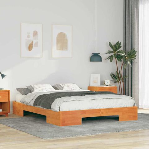 vidaXL Floor Bed Frame with Storage Brown 160 x 200 cm Solid pine wood