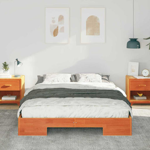 vidaXL Floor Bed Frame with Storage Brown 160 x 200 cm Solid pine wood
