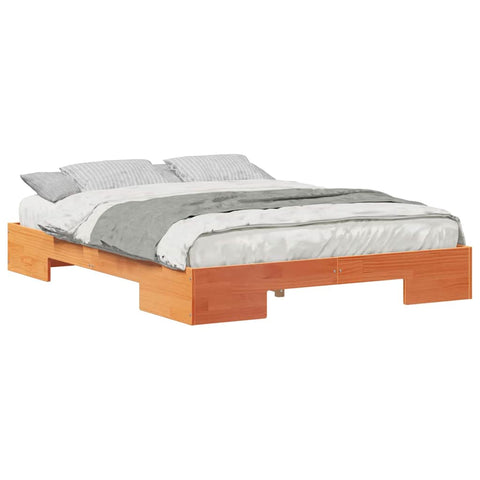 vidaXL Floor Bed Frame with Storage Brown 160 x 200 cm Solid pine wood