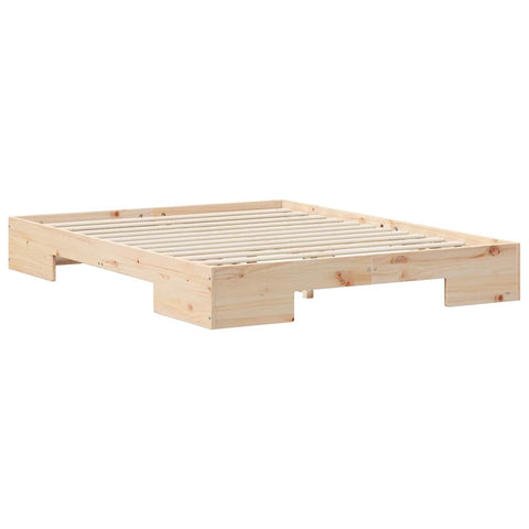 vidaXL Floor Bed Frame with Storage Brown 140 x 200 cm Solid pine wood