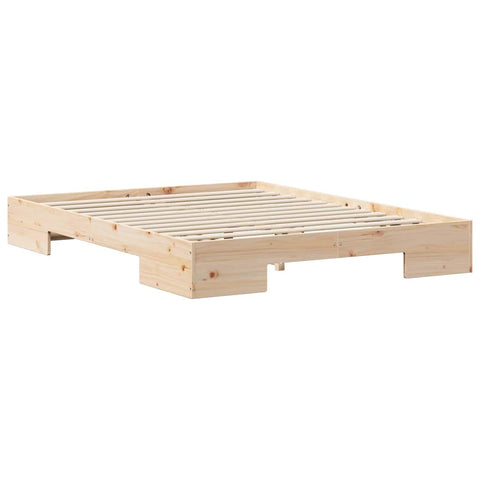 vidaXL Floor Bed Frame with Storage Brown 140 x 200 cm Solid pine wood