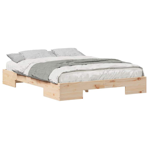 vidaXL Floor Bed Frame with Storage Brown 140 x 200 cm Solid pine wood