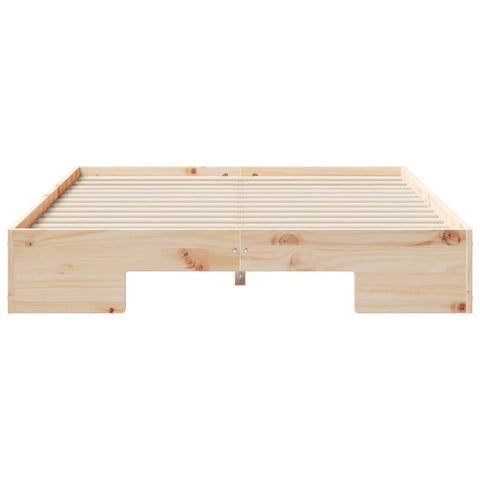 vidaXL Floor Bed Frame with Storage Brown 135 x 190 cm Solid pine wood