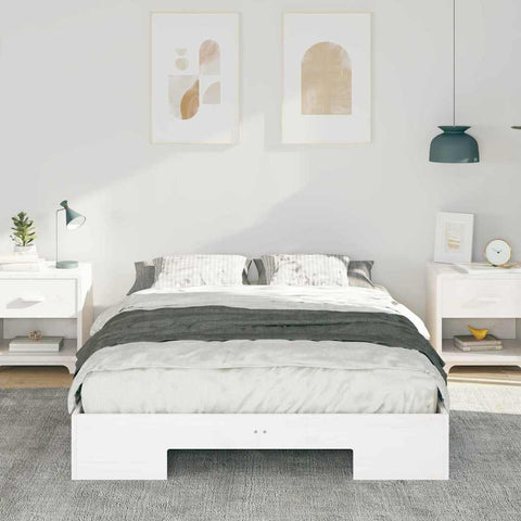 vidaXL Floor Bed Frame with Storage White 135 x 190 cm Solid pine wood