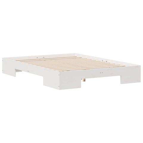 vidaXL Floor Bed Frame with Storage White 135 x 190 cm Solid pine wood