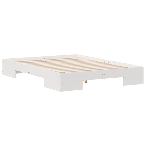 vidaXL Floor Bed Frame with Storage White 135 x 190 cm Solid pine wood