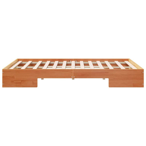 vidaXL Floor Bed Frame with Storage Brown 135 x 190 cm Solid pine wood