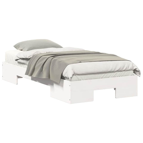 vidaXL Floor Bed Frame with Storage White 100 x 200 cm Solid pine wood