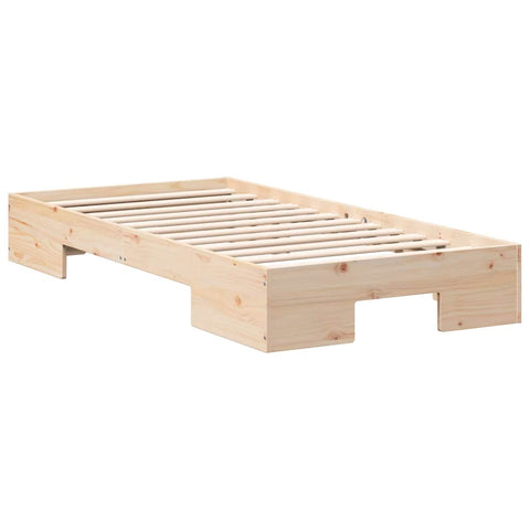vidaXL Floor Bed Frame with Storage Brown 90 x 200 cm Solid pine wood