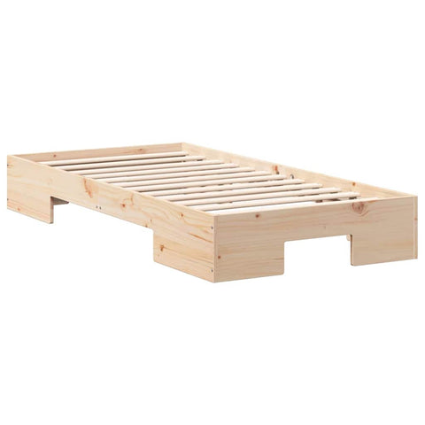 vidaXL Floor Bed Frame with Storage Brown 90 x 200 cm Solid pine wood