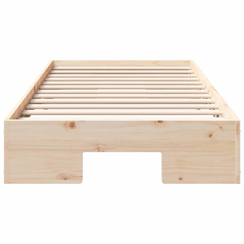 vidaXL Floor Bed Frame with Storage Brown 90 x 200 cm Solid pine wood