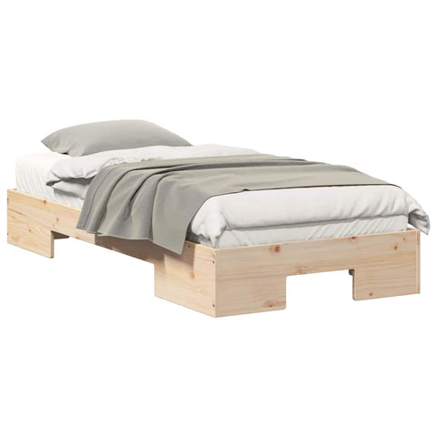 vidaXL Floor Bed Frame with Storage Brown 90 x 200 cm Solid pine wood