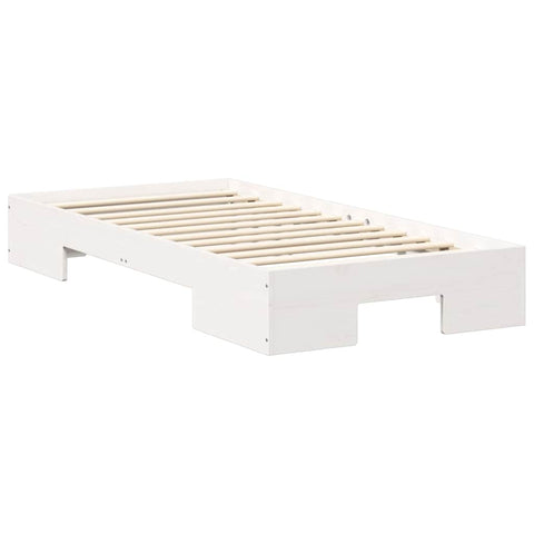 vidaXL Floor Bed Frame with Storage White 75 x 190 cm Solid pine wood