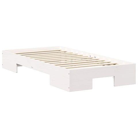 vidaXL Floor Bed Frame with Storage White 75 x 190 cm Solid pine wood