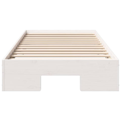 vidaXL Floor Bed Frame with Storage White 75 x 190 cm Solid pine wood