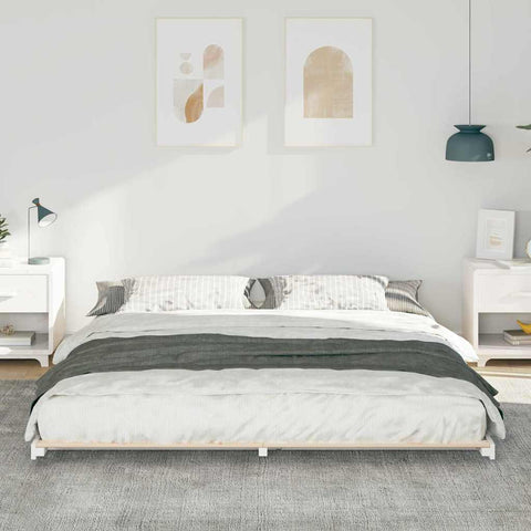 vidaXL Floor Bed Frame White 200 x 200 cm Solid pine wood