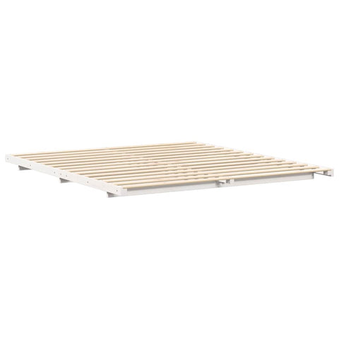 vidaXL Floor Bed Frame White 200 x 200 cm Solid pine wood