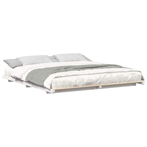 vidaXL Floor Bed Frame White 200 x 200 cm Solid pine wood