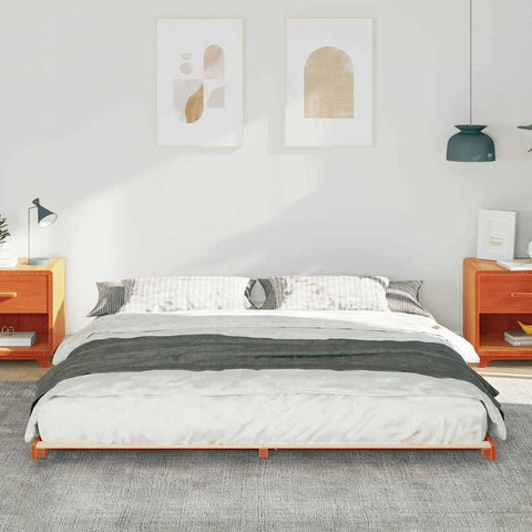 vidaXL Floor Bed Frame Wax brown 200 x 200 cm Solid pine wood