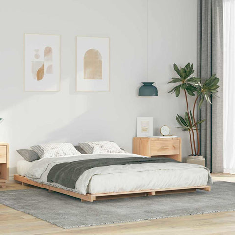 vidaXL Floor Bed Frame Brown 160 x 200 cm Solid pine wood
