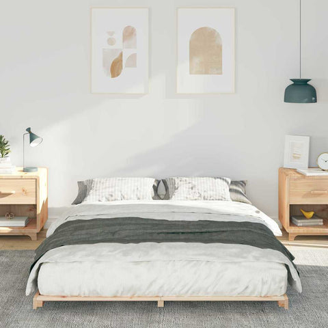 vidaXL Floor Bed Frame Brown 160 x 200 cm Solid pine wood