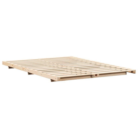 vidaXL Floor Bed Frame Brown 160 x 200 cm Solid pine wood