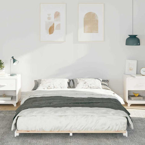 vidaXL Floor Bed Frame White 160 x 200 cm Solid pine wood